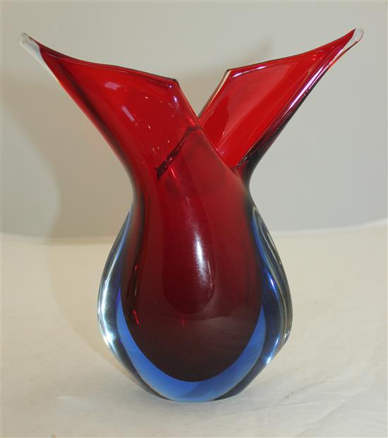 Ten Murano Sommerso and coloured glass fish-form vases, 1950s-70s, 15cm - 31.5cm